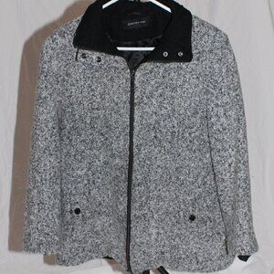 Jones New York Womens Large Heavy Winter Coat Wool Polyester Blend Speckled EUC